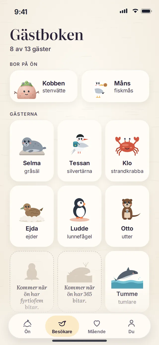 Gästboken med öns besökare.
