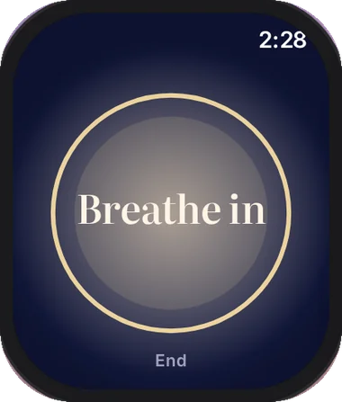 Breathing on Apple Watch: Breathe in.