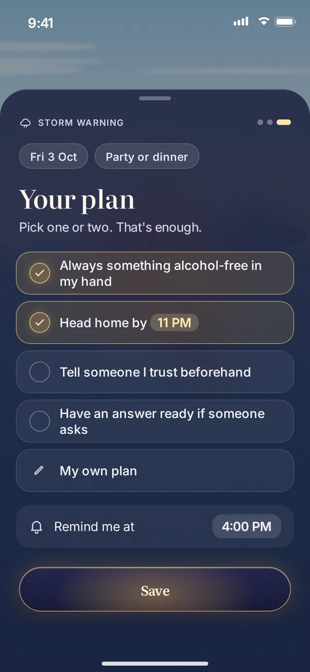 A storm warning with a plan for a hard day.